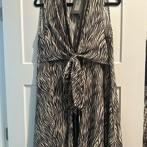 AllSaints Jayda Zebra Wrap Front Asymmetic Shift Dress